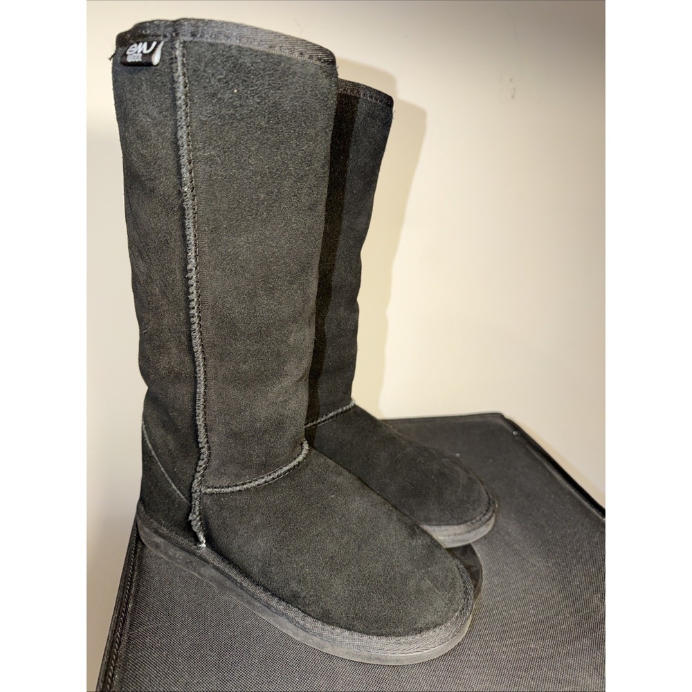 EMU Bronte Hi Black Suede Women's Size 5 Shearling Wool Lined Tall Boots